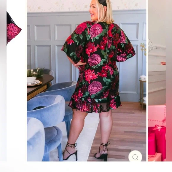 Ivy City Co EVELYN DRESS IN FLORAL SEQUIN - size M - Picture 3 of 3